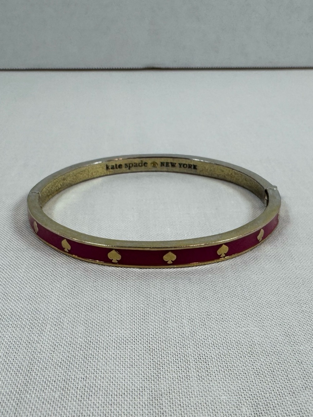 Kate Spade New York Pink Enamel Signature Spade Hinged Bangle